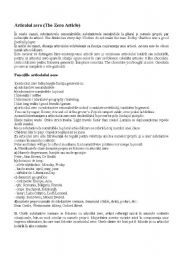 English Worksheet: zero article