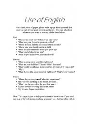 English worksheet: Use of English - Verb Tense Assessment