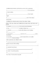 English Worksheet: present continuous and simple