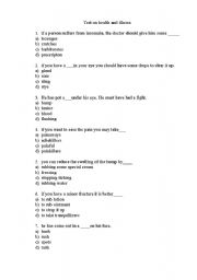 English Worksheet: Health and illnesses