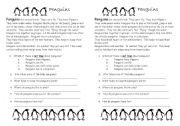 English Worksheet: Penguins