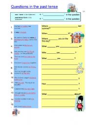 English Worksheet: Questions in the past tense