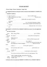 English worksheet: tense review