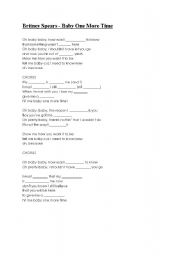 English worksheet: hit me baby one more time by britney spears