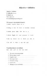 English Worksheet: Adjective + infinitive
