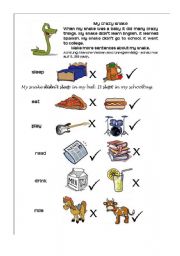 English Worksheet: My crazy snake - Past Tense