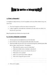 English worksheet: Biography