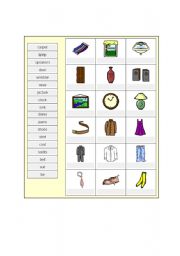 English Worksheet: Vocabulary Exercise (dresses and furniture)