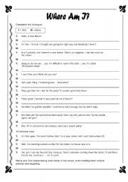 English Worksheet: where am I?