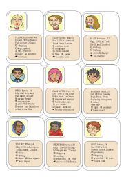 English Worksheet: Cards with personal information for oral work.