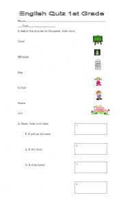 English worksheet: Colors and school 