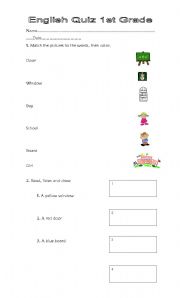 English Worksheet: Colors and school 