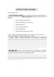 English worksheet: getting to know the others