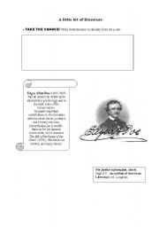 English Worksheet: A little bit of literature