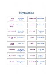 English Worksheet: idioms domino