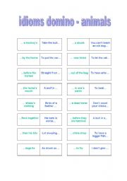 English Worksheet: idioms domino - animals