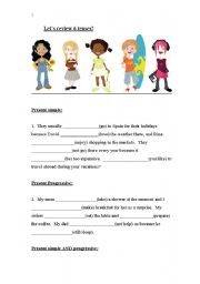 English Worksheet: Review exercise of 6 tenses - 5 pages