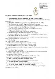 English Worksheet: BODY IDIOMATIC EXPRESSIONS