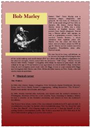English Worksheet: Bob Marley
