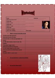 English Worksheet: Worksheet on Bob marley