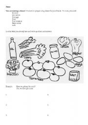 English worksheet: Making a Dinner: some and any