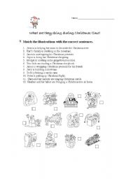 English worksheet: Christmas sentences and pictures match up