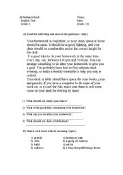 English worksheet: english test