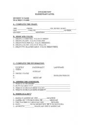 English Worksheet: ENGLISH TEST