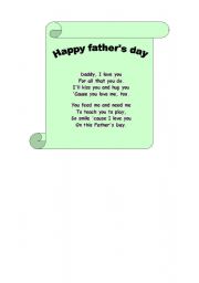 English Worksheet: Fathers day poem