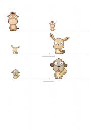 English worksheet: animals- size II