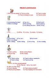 English worksheet: present continuous