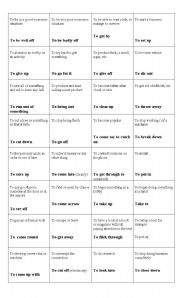 English Worksheet: Phrasal verbs card game for First Certificate