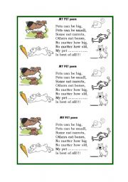 English Worksheet: My Pet poem 