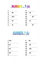 English worksheet: Numbers