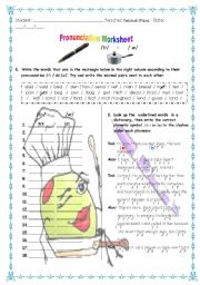 English Worksheet: PRONUNCIATION  / e/  versus  //