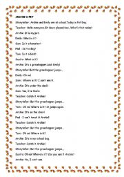 English Worksheet: Archies pet story