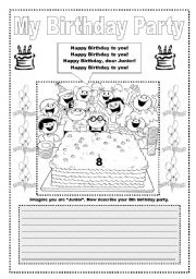 English Worksheet: SONG:  Happy Birthday  (and writting)