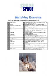 English Worksheet: A Matching Exercise about Space