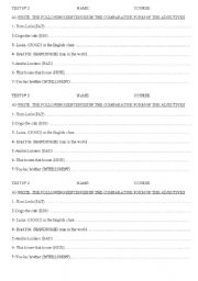 English Worksheet: comparative and superlatives