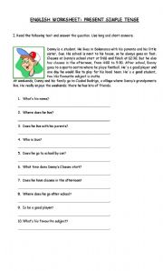 English Worksheet: PRESENT SIMPLE WORKSHEET