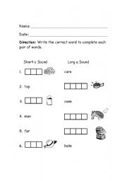 English worksheet: Magic e