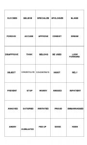 English Worksheet: Prepositional verbs for First Certificate- Bingo cards