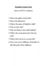 English worksheet: Franklins Secret Club