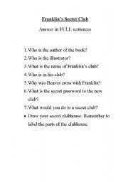 English Worksheet: Franklins Secret Club