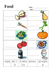 English worksheet: Label the food
