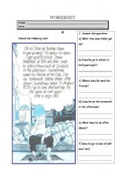 English Worksheet: Daily routine