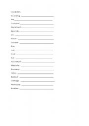 English worksheet: vocabulary