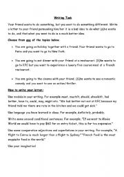 English worksheet: Persuasive Writing Task, using modals