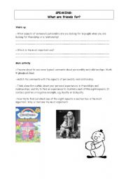 English worksheet: Speaking: What are friends for