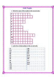 English Worksheet: Ordinal Numbers quiz